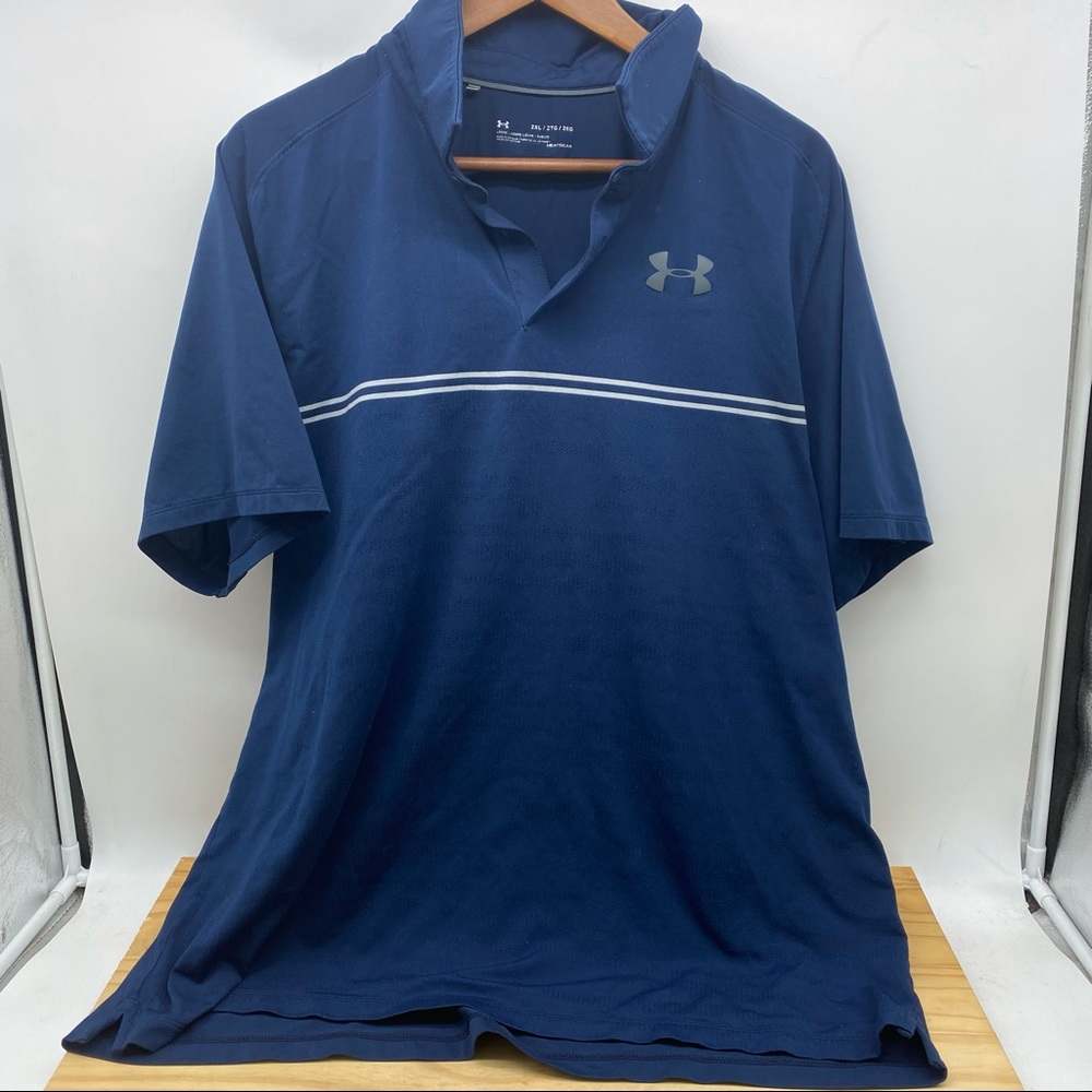 USED 2XL under Armour Golf Playoff Navy Blue Polo